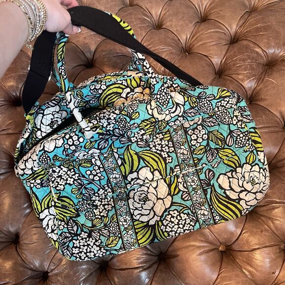 Vera Bradley blue flower tote with strap - Picture 3 of 9